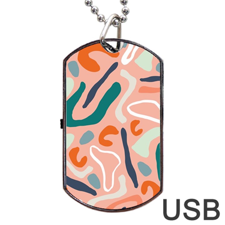 Organic Forms And Lines Seamless Pattern Dog Tag USB Flash (One Side)