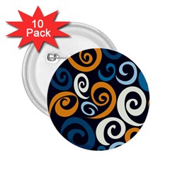 Colorful Curves Pattern 2 25  Buttons (10 Pack) 