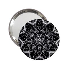 Black And White Pattern Monochrome Lighting Circle Neon Psychedelic Illustration Design Symmetry 2 25  Handbag Mirrors