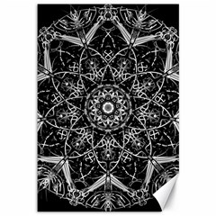 Black And White Pattern Monochrome Lighting Circle Neon Psychedelic Illustration Design Symmetry Canvas 12  X 18  by Vaneshart