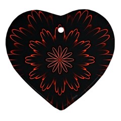 Abstract Glowing Flower Petal Pattern Red Circle Art Illustration Design Symmetry Digital Fantasy Ornament (heart)