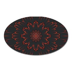 Abstract Glowing Flower Petal Pattern Red Circle Art Illustration Design Symmetry Digital Fantasy Oval Magnet by Vaneshart