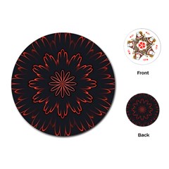Abstract Glowing Flower Petal Pattern Red Circle Art Illustration Design Symmetry Digital Fantasy Playing Cards Single Design (round) by Vaneshart