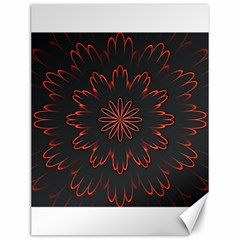 Abstract Glowing Flower Petal Pattern Red Circle Art Illustration Design Symmetry Digital Fantasy Canvas 12  X 16  by Vaneshart