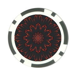 Abstract Glowing Flower Petal Pattern Red Circle Art Illustration Design Symmetry Digital Fantasy Poker Chip Card Guard (10 Pack) by Vaneshart