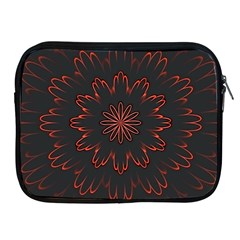 Abstract Glowing Flower Petal Pattern Red Circle Art Illustration Design Symmetry Digital Fantasy Apple Ipad 2/3/4 Zipper Cases