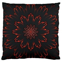 Abstract Glowing Flower Petal Pattern Red Circle Art Illustration Design Symmetry Digital Fantasy Large Flano Cushion Case (two Sides)