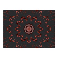 Abstract Glowing Flower Petal Pattern Red Circle Art Illustration Design Symmetry Digital Fantasy Double Sided Flano Blanket (mini) 