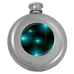 Light Shining Lighting Blue Night Round Hip Flask (5 Oz) by Alisyart