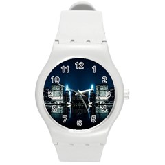 Night City Landscape Round Plastic Sport Watch (m) by Vaneshart