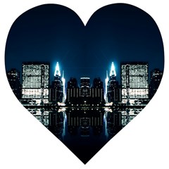 Night City Landscape Wooden Puzzle Heart by Vaneshart