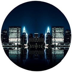 Night City Landscape Wooden Puzzle Round by Vaneshart