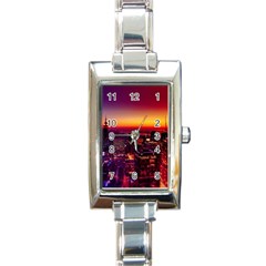 Buiding City Rectangle Italian Charm Watch