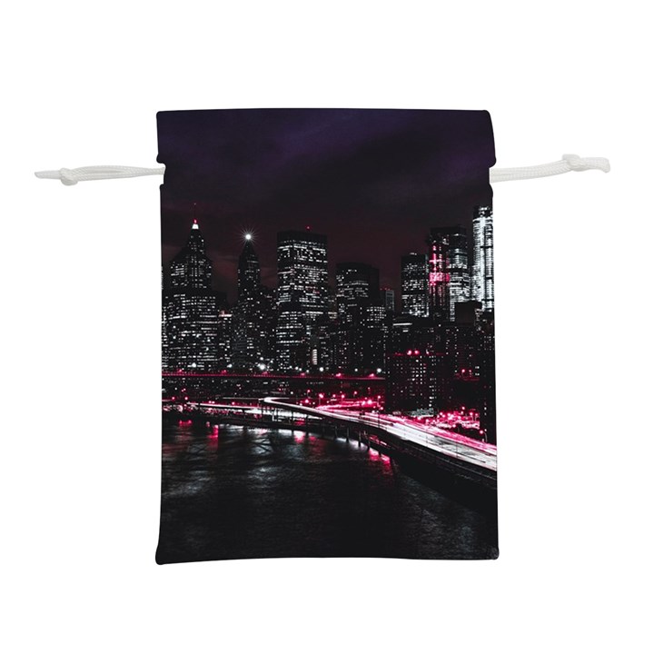 New York City Night Lightweight Drawstring Pouch (M)