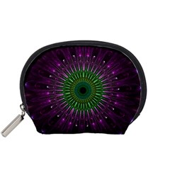 Light Abstract Flower Purple Petal Glass Color Circle Art Symmetry Digital Shape Fractal Macro Photo Accessory Pouch (small)