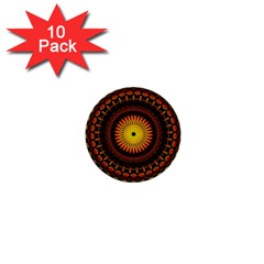Spiral Pattern Circle Neon Psychedelic Illustration Design Symmetry Shape Mandala 1  Mini Buttons (10 Pack) 