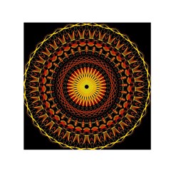 Spiral Pattern Circle Neon Psychedelic Illustration Design Symmetry Shape Mandala Small Satin Scarf (square) by Vaneshart