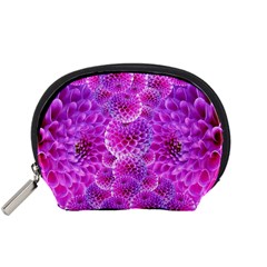 Nature Blossom Plant Flower Purple Petal Bloom Pattern Pollen Pink Flora Flowers Dahlia Design Beaut Accessory Pouch (small)