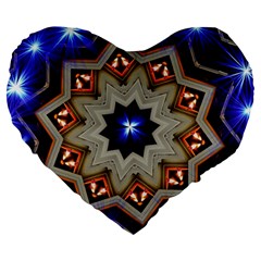 Light Abstract Structure Star Pattern Toy Circle Christmas Decoration Background Design Symmetry Large 19  Premium Heart Shape Cushions