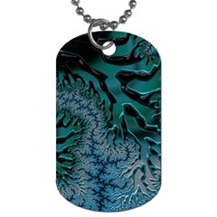 Creative Wing Abstract Texture River Stream Pattern Green Geometric Artistic Blue Art Aqua Turquoise Dog Tag (one Side) by Vaneshart