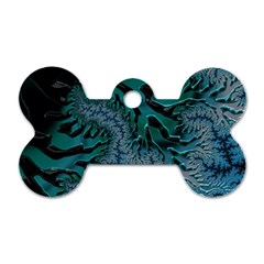 Creative Wing Abstract Texture River Stream Pattern Green Geometric Artistic Blue Art Aqua Turquoise Dog Tag Bone (one Side) by Vaneshart