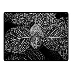 Black And White Plant Leaf Flower Pattern Line Black Monochrome Material Circle Spider Web Design Fleece Blanket (small) by Vaneshart