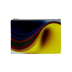 Abstract Spiral Wave Line Color Colorful Yellow Paper Still Life Circle Font Illustration Design Cosmetic Bag (medium)