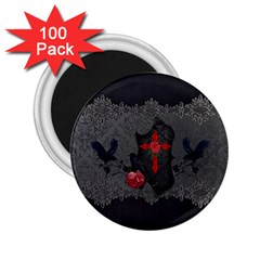 The Crows With Cross 2 25  Magnets (100 Pack)  by FantasyWorld7