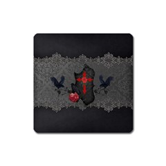 The Crows With Cross Square Magnet