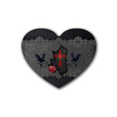 The Crows With Cross Rubber Coaster (Heart) 