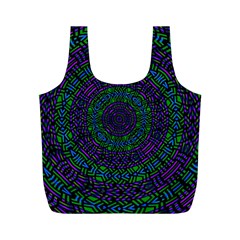 Texture Pattern Line Colorful Circle Art Background Design Decorative Symmetry Style Shape  Full Print Recycle Bag (m)