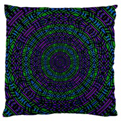 Texture Pattern Line Colorful Circle Art Background Design Decorative Symmetry Style Shape  Large Flano Cushion Case (two Sides) by Vaneshart