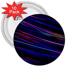 Nightlife Neon Techno Black Lamp Motion Green Street Dark Blurred Move Abstract Velocity Evening Tim 3  Buttons (10 Pack) 