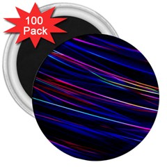 Nightlife Neon Techno Black Lamp Motion Green Street Dark Blurred Move Abstract Velocity Evening Tim 3  Magnets (100 Pack) by Vaneshart