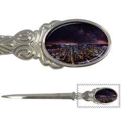 Light Sky Skyline Night Star Milky Way Cosmos Spiral City Skyscraper Urban Cityscape Dark San Franci Letter Opener by Vaneshart