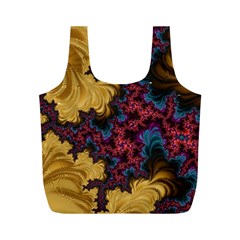Creative Abstract Structure Texture Flower Pattern Black Material Textile Art Colors Design  Full Print Recycle Bag (M)