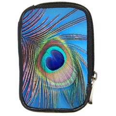 Nature Bird Wing Texture Animal Male Wildlife Decoration Pattern Line Green Color Blue Colorful Compact Camera Leather Case by Vaneshart