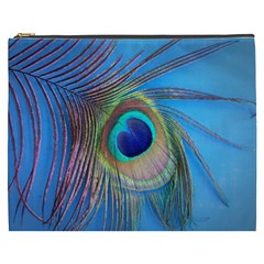 Nature Bird Wing Texture Animal Male Wildlife Decoration Pattern Line Green Color Blue Colorful Cosmetic Bag (xxxl)
