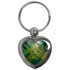 Laptop Computer Technology Leaf Line Green Biology Communication Electronics Illustration Informatio Key Chain (heart) by Vaneshart