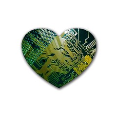 Laptop Computer Technology Leaf Line Green Biology Communication Electronics Illustration Informatio Heart Coaster (4 Pack)  by Vaneshart