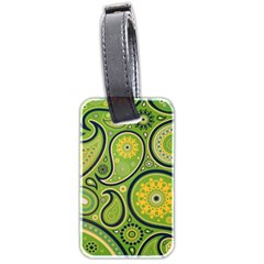 Texture Leaf Pattern Line Green Color Colorful Yellow Circle Ornament Font Art Illustration Design  Luggage Tag (two Sides) by Vaneshart