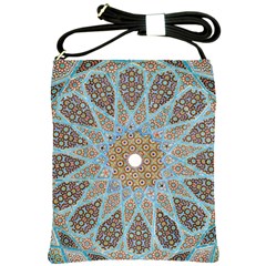 Vintage Flower Floral Pattern Line Tile Circle Art Design Symmetry Mosaic Culture Dome Shape Persian Shoulder Sling Bag