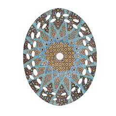 Vintage Flower Floral Pattern Line Tile Circle Art Design Symmetry Mosaic Culture Dome Shape Persian Ornament (oval Filigree)