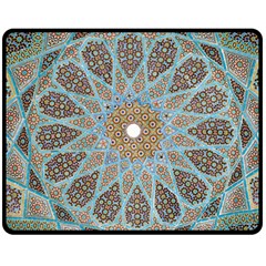 Vintage Flower Floral Pattern Line Tile Circle Art Design Symmetry Mosaic Culture Dome Shape Persian Double Sided Fleece Blanket (medium)  by Vaneshart