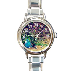 Bird Biology Fauna Material Chile Peacock Plumage Feathers Symmetry Vertebrate Peafowl Round Italian Charm Watch