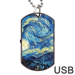 Starry Night Dog Tag Usb Flash (two Sides) by Vaneshart