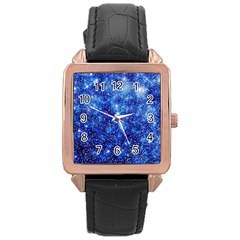 Blurred Star Snow Christmas Spark Rose Gold Leather Watch  by HermanTelo