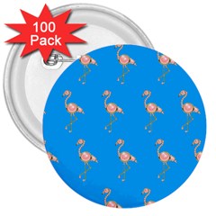 Flamenco Birds Exotic Nice Pink 3  Buttons (100 Pack) 