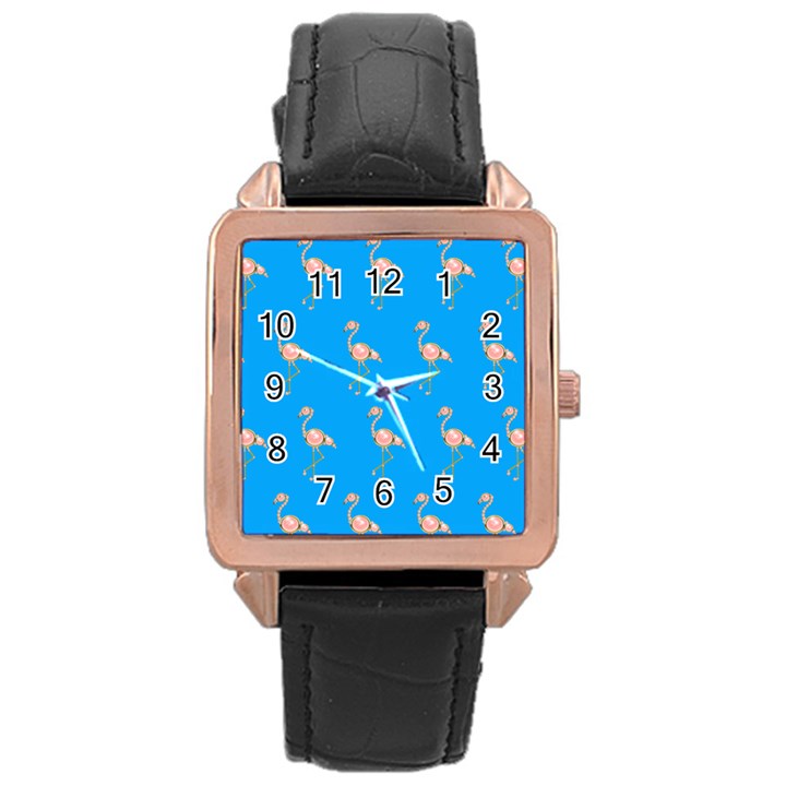 Flamenco Birds Exotic Nice Pink Rose Gold Leather Watch 