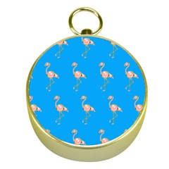 Flamenco Birds Exotic Nice Pink Gold Compasses